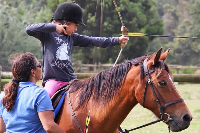 Our horse-riding students are taught to groom their horses and how to interact with horses.